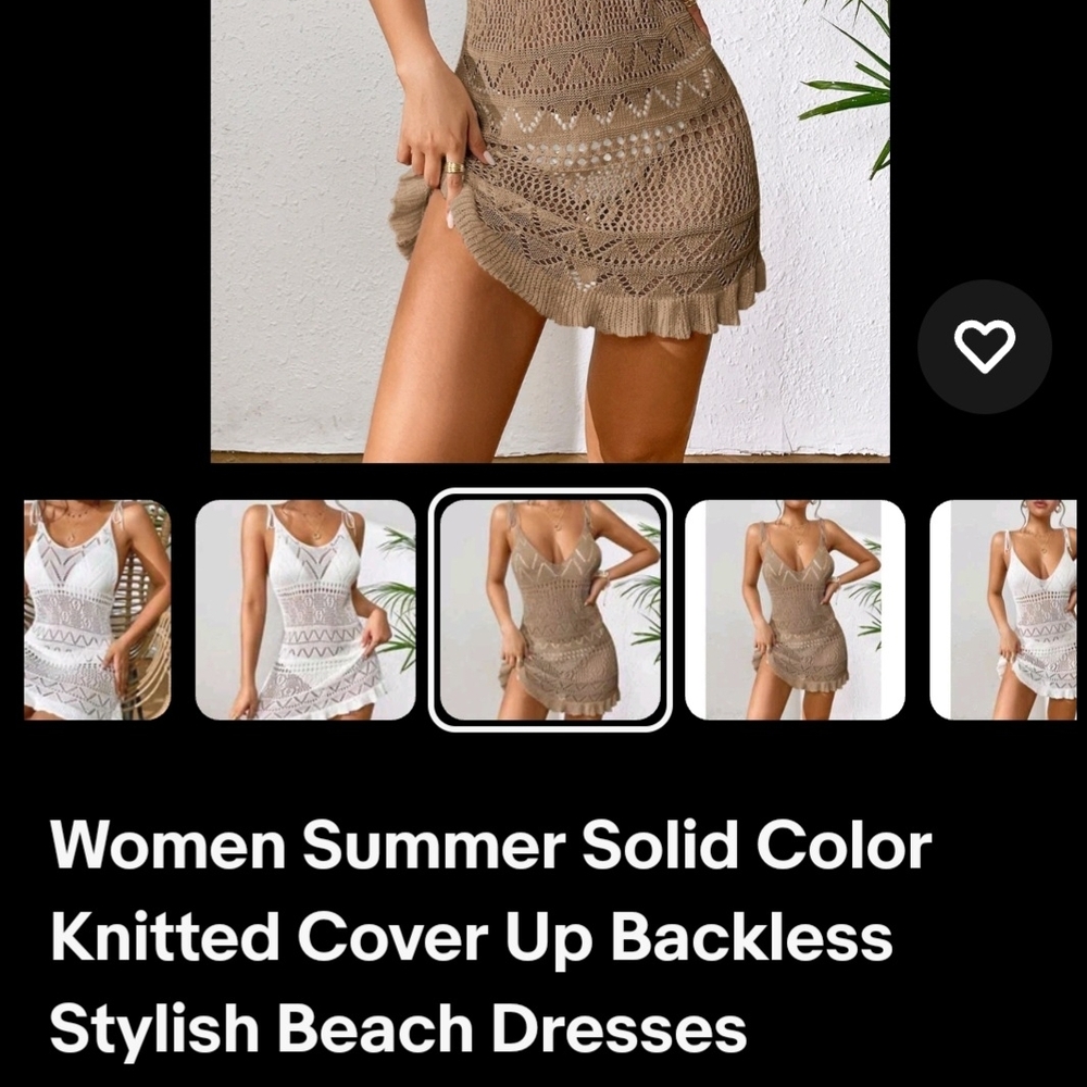 Elegant Brown Knit Swim Coverup - Picture 8 of 10